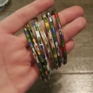 Set of multi-colored bangle bracelets